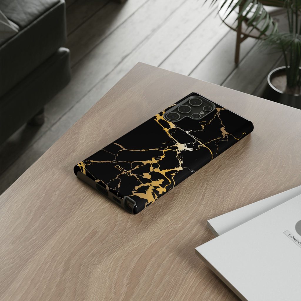 Black & Gold Marble Tough Phone Case