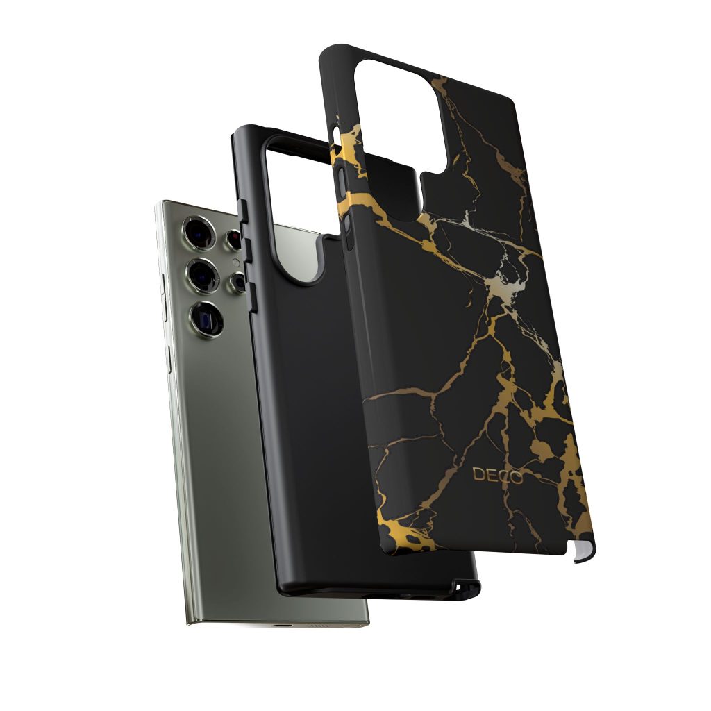 Black & Gold Marble Tough Phone Case