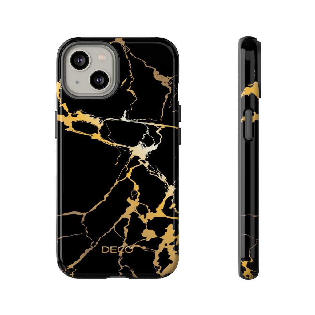 Black & Gold Marble Tough Phone Case