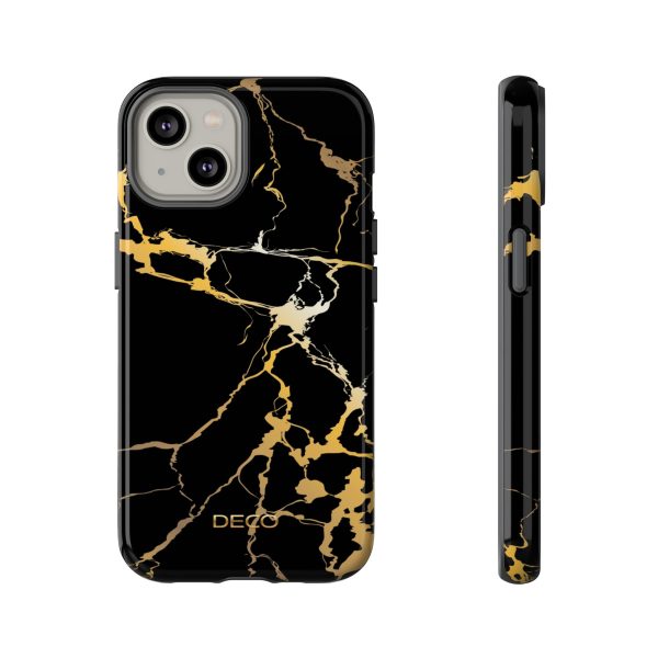Black & Gold Marble Tough Phone Case