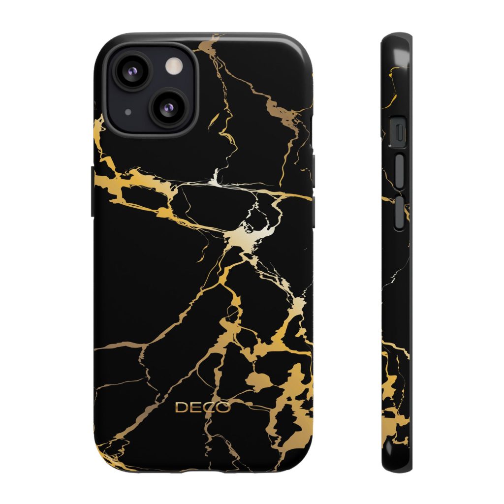 Black & Gold Marble Tough Phone Case