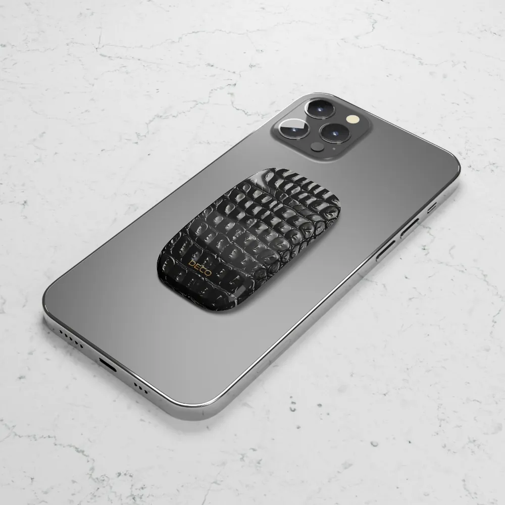 Black Crocodile Skin Phone Grip & Stand
