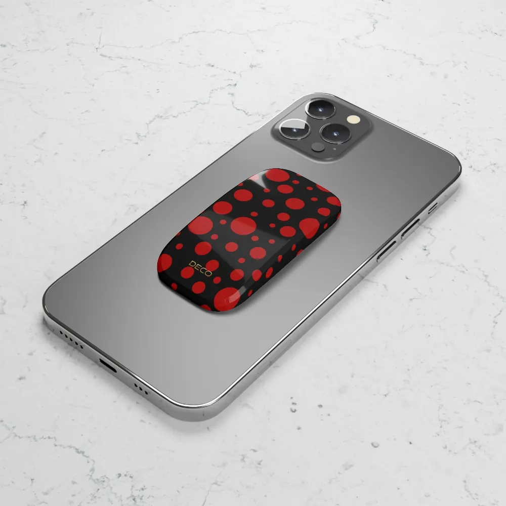 Black & Red Polka Dots Phone Grip & Stand