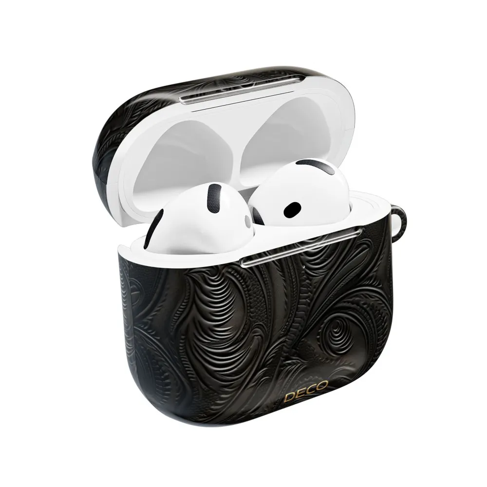 Black Tooled Western Leather AirPod Case