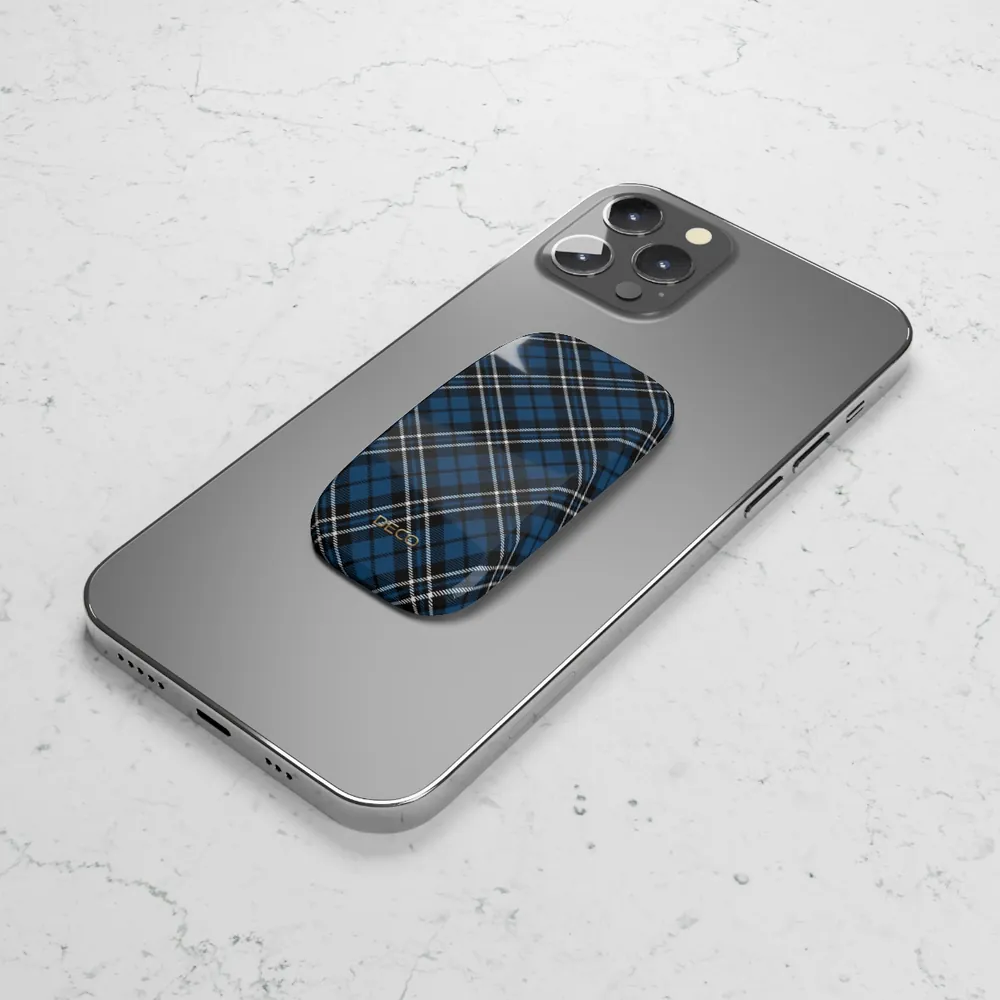 Blue Diagonal Tartan Plaid Phone Grip & Stand
