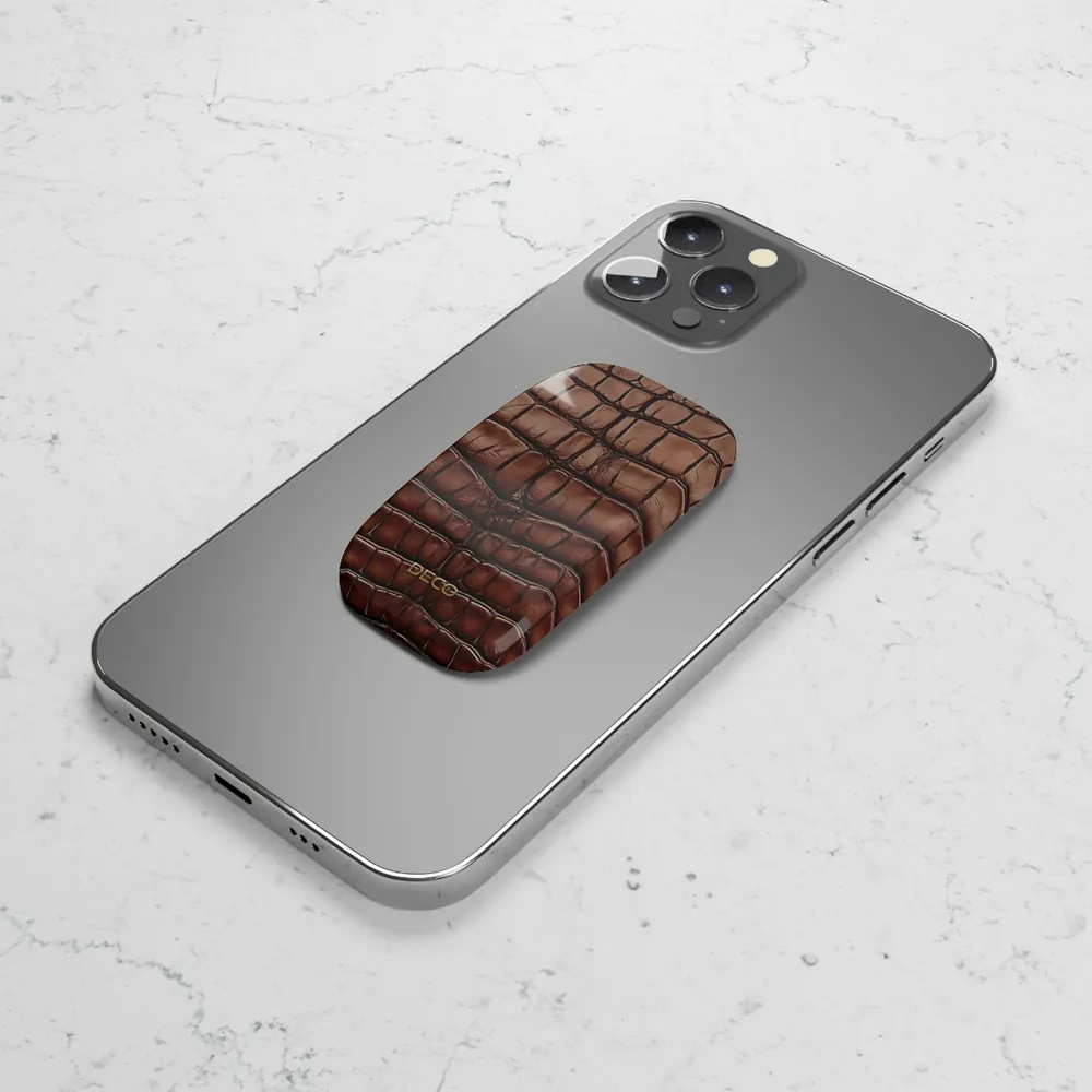 Brown Alligator Skin Phone Grip & Stand