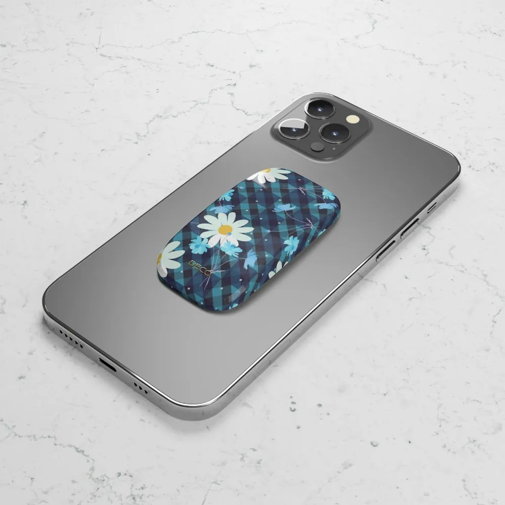 Daisy Blue Gingham Plaid Phone Grip & Stand