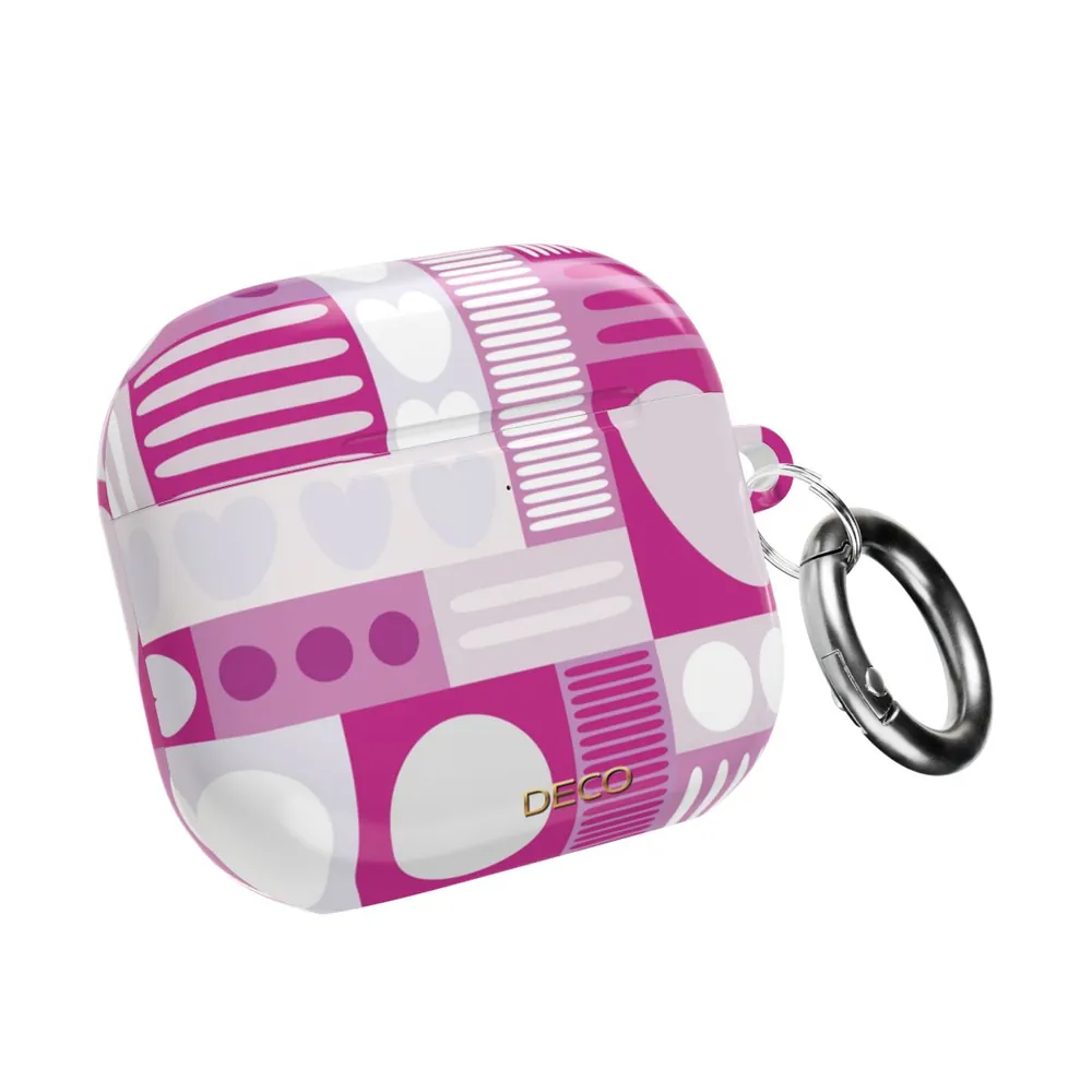 Deep Pink Graphic Hearts AirPod Case