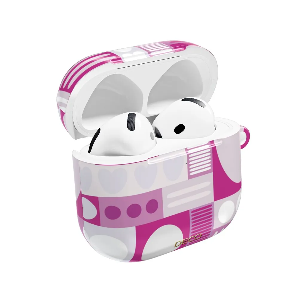 Deep Pink Graphic Hearts AirPod Case
