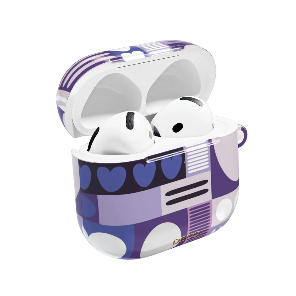 Deep Purple Graphic Hearts AirPod Case