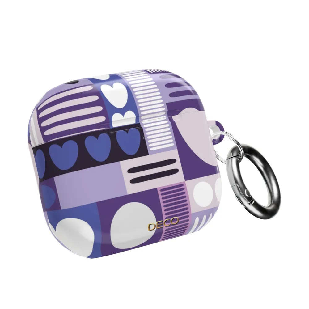 Deep Purple Graphic Hearts AirPod Case