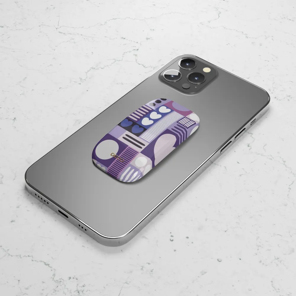 Deep Purple Graphic Hearts Phone Grip & Stand