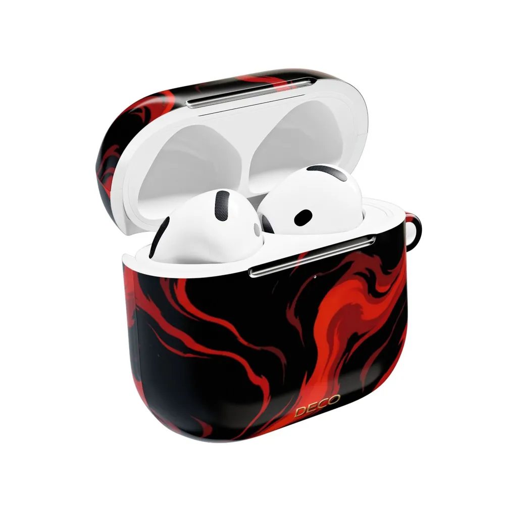 Fiery Red & Black Marble AirPod Case