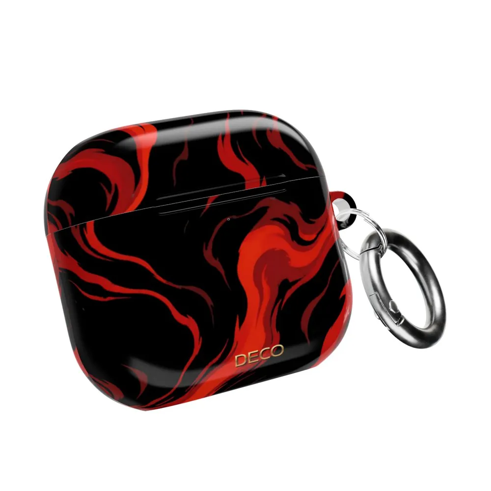 Fiery Red & Black Marble AirPod Case