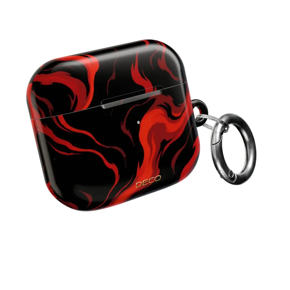 Fiery Red & Black Marble AirPod Case