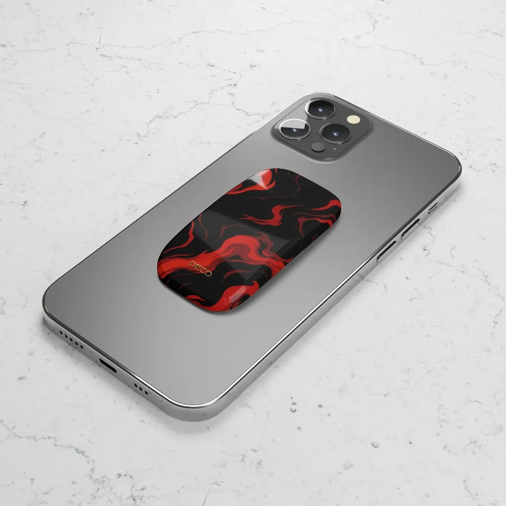 Fiery Red & Black Marble Phone Grip & Stand