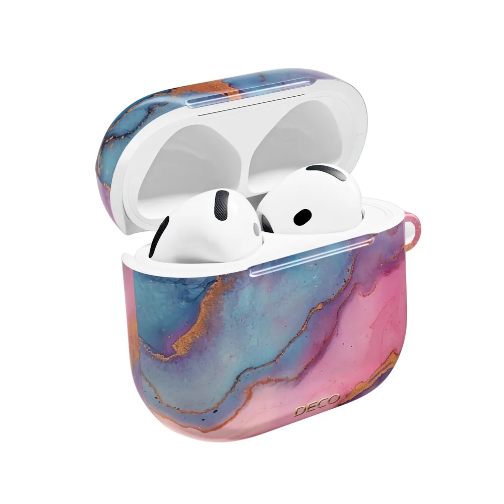 Gold Pink & Purple Watercolor Marble AirPod Case