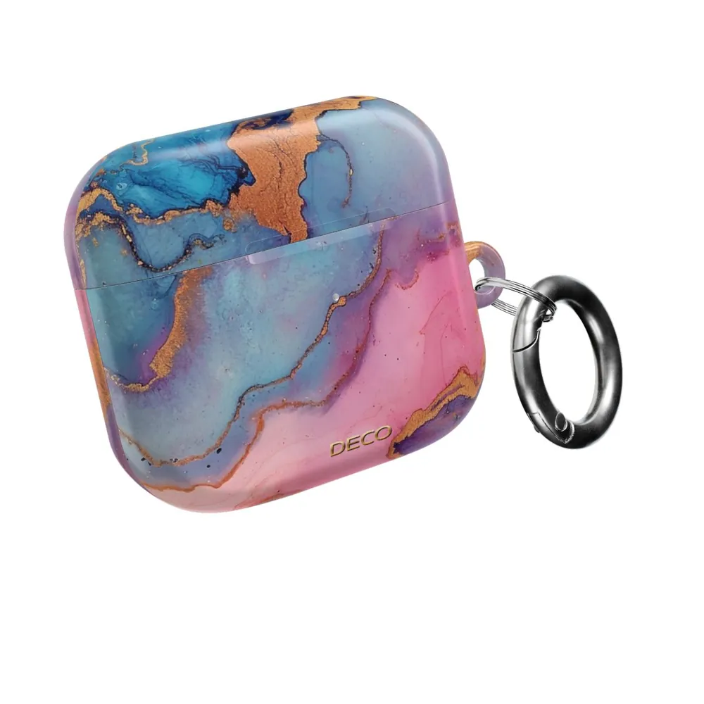 Gold Pink & Purple Watercolor Marble AirPod Case