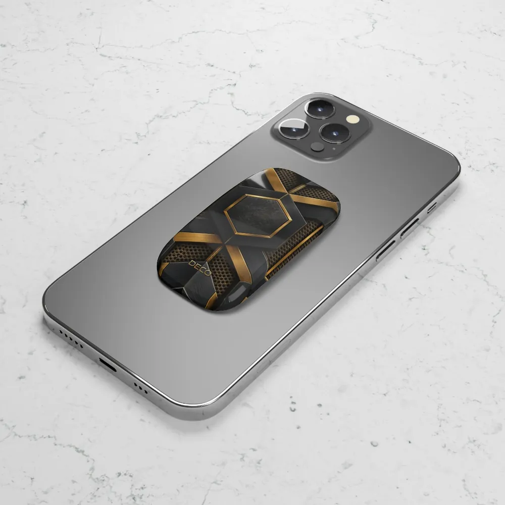 Industrial Brushed Black Metal & Brass Phone Grip & Stand