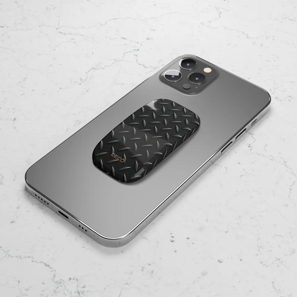 Industrial Metal Black Diamond Plate Phone Grip & Stand
