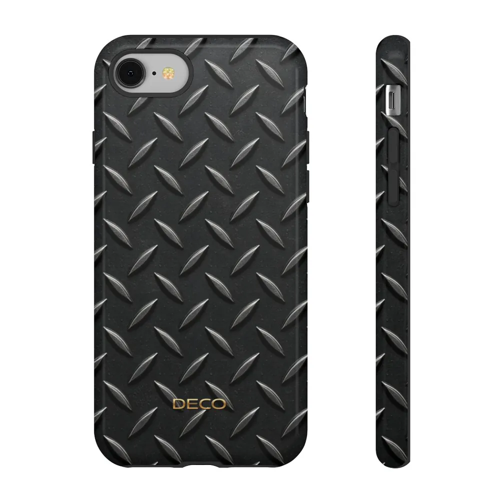 Industrial Metal Black Diamond Plate Tough Phone Case