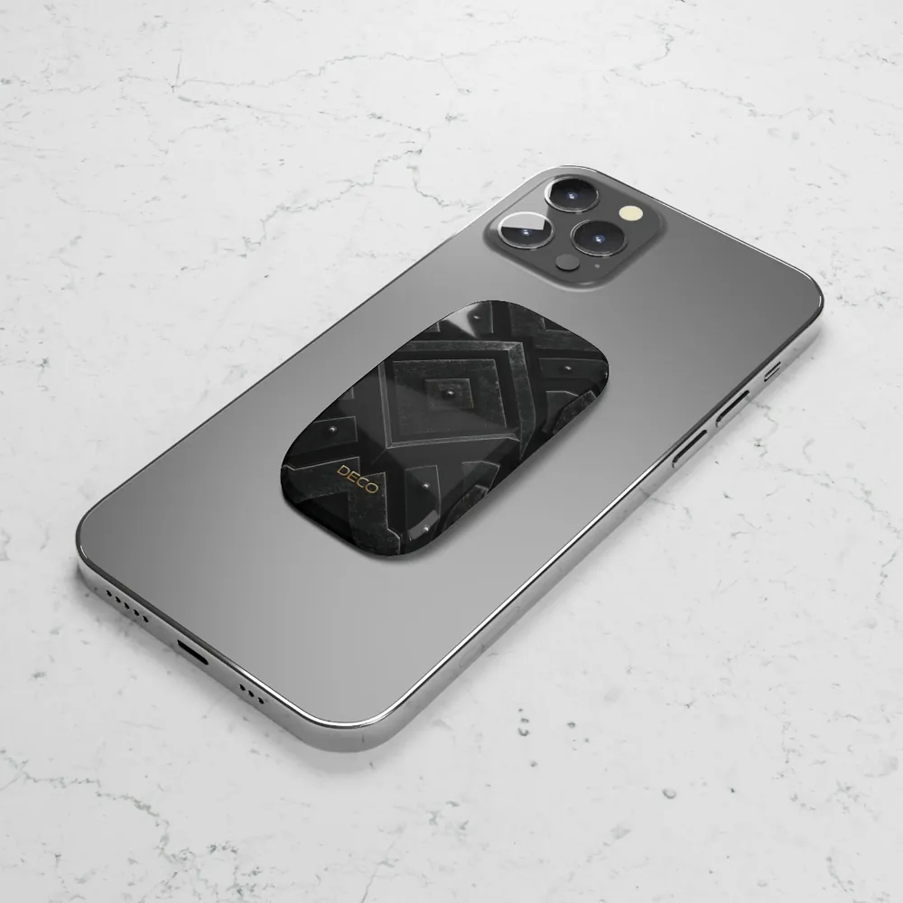 Industrial Sci-Fi Black Steel Phone Grip & Stand