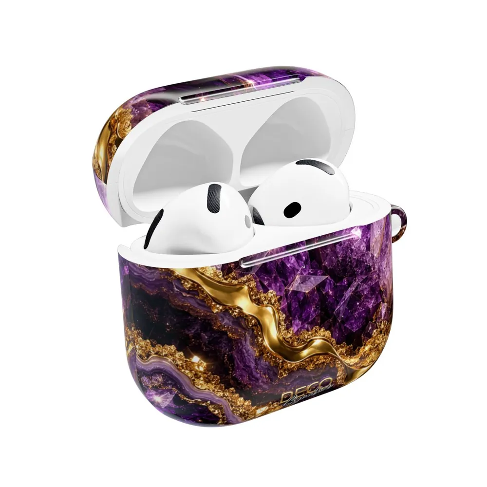 Luxury Amethyst & Gold DECO Signature AirPod Case