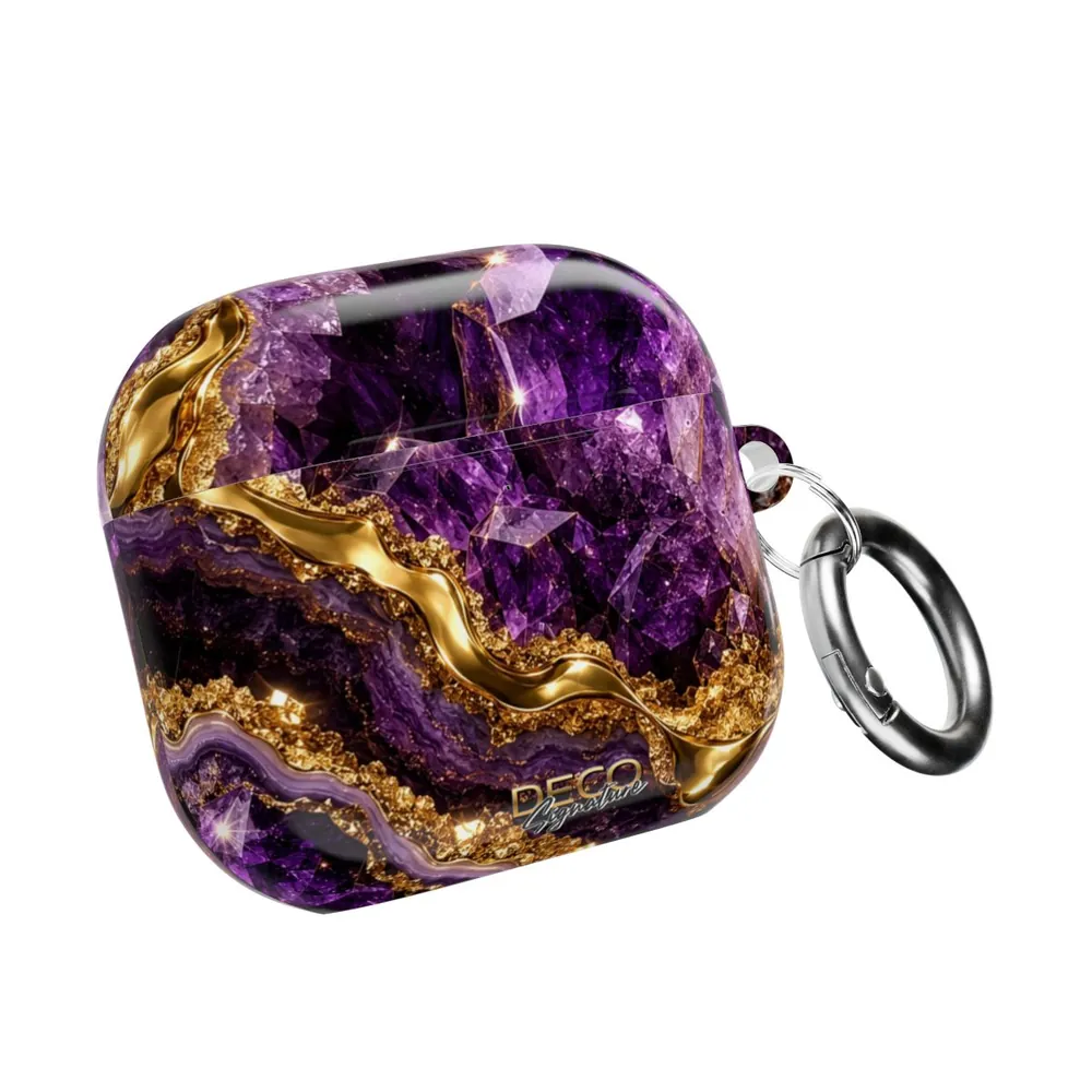 Luxury Amethyst & Gold DECO Signature AirPod Case