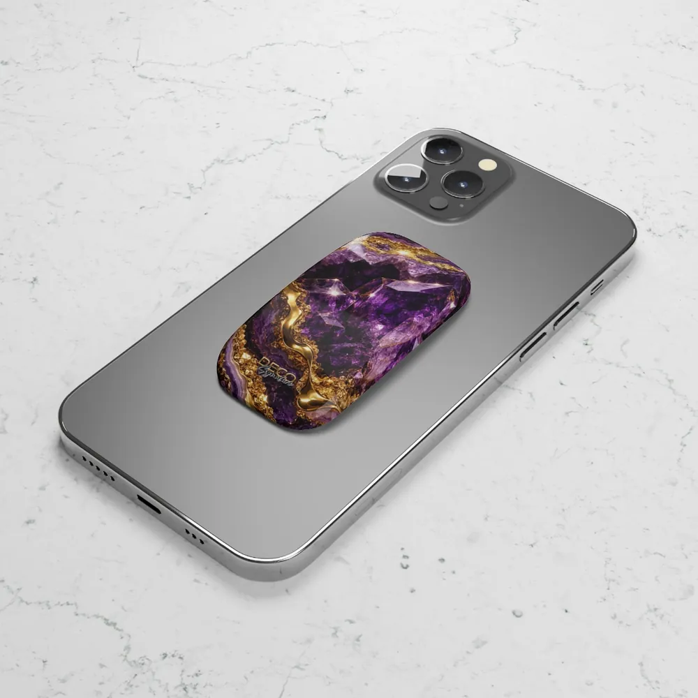 Luxury Amethyst & Gold DECO Signature Phone Grip & Stand