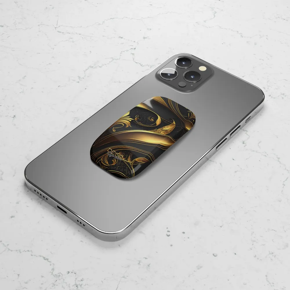 Luxury Black & Gold Inlay DECO Signature Phone Grip & Stand