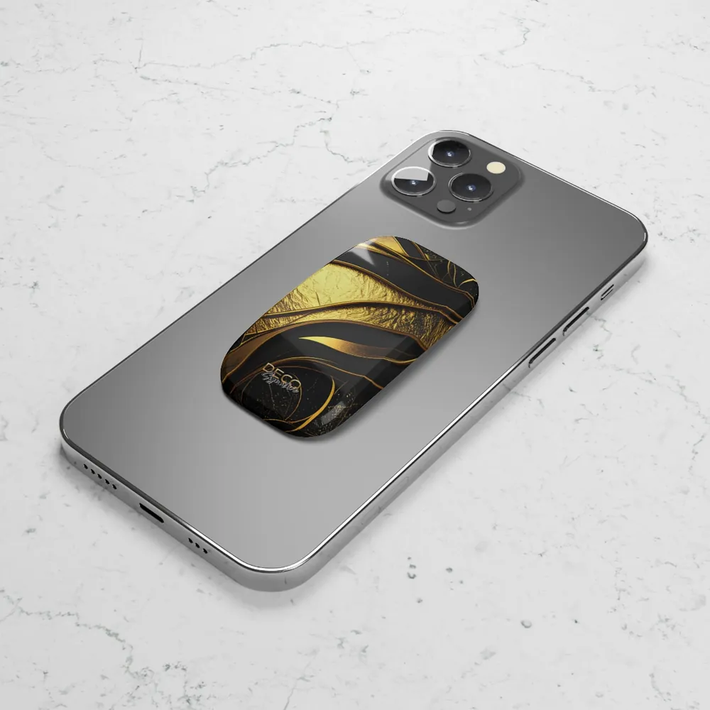Luxury Black & Gold Texture DECO Signature Phone Grip & Stand
