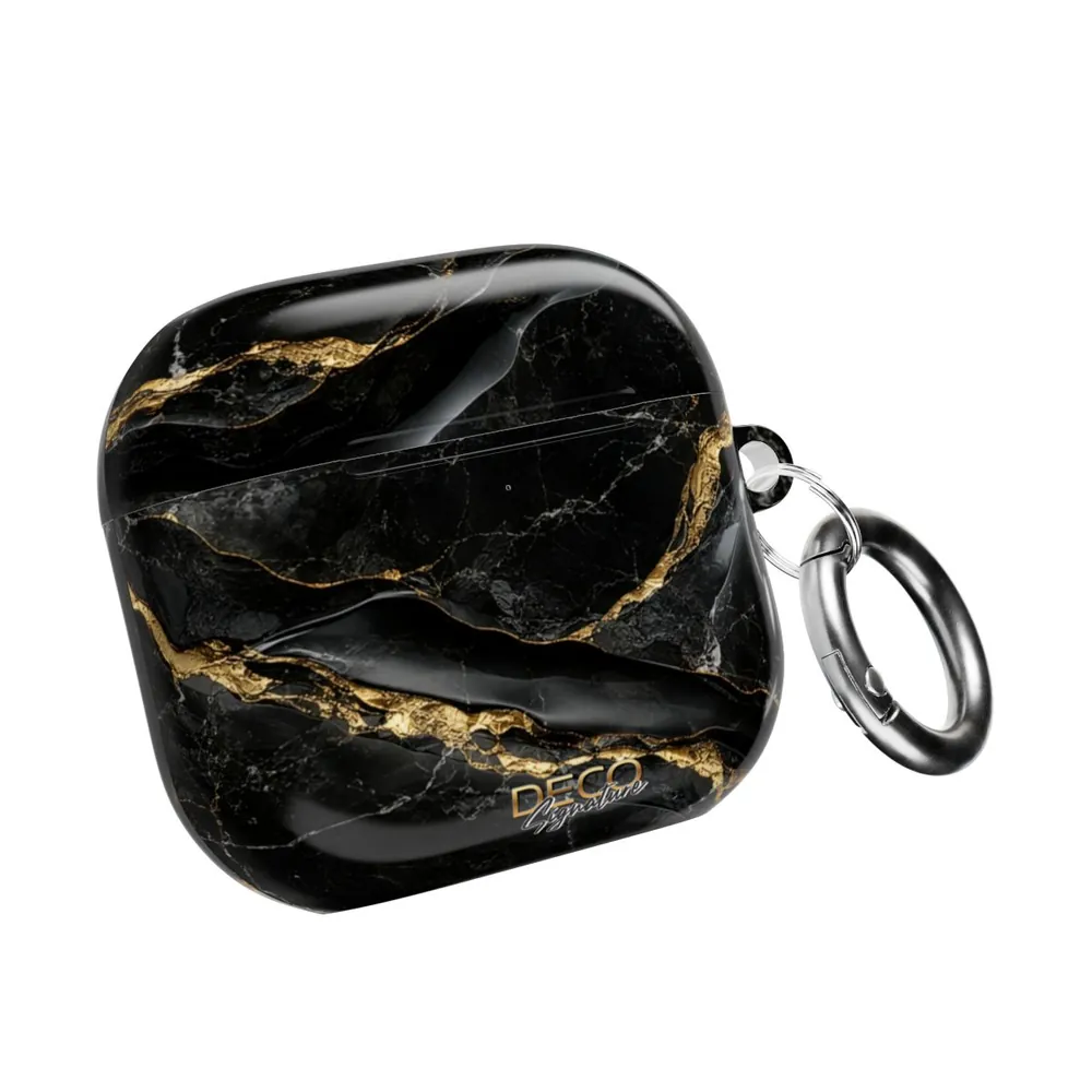Luxury Black & Gold Textured Marble DECO Signature AirPod Case