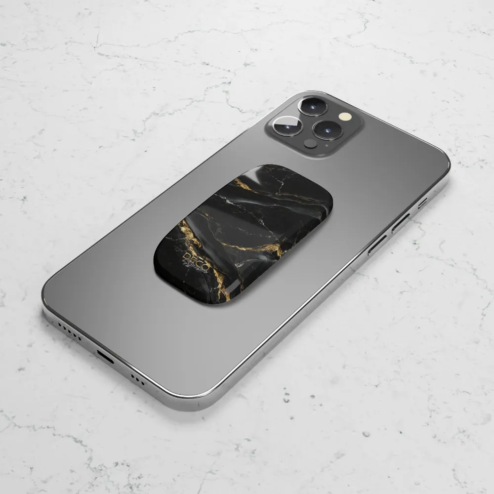 Luxury Black & Gold Textured Marble DECO Signature Phone Grip & Stand