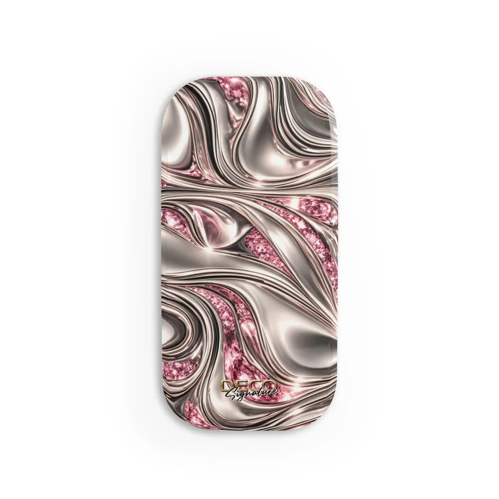 Luxury Liquid Platinum & Pink Diamonds DECO Signature Phone Grip & Stand