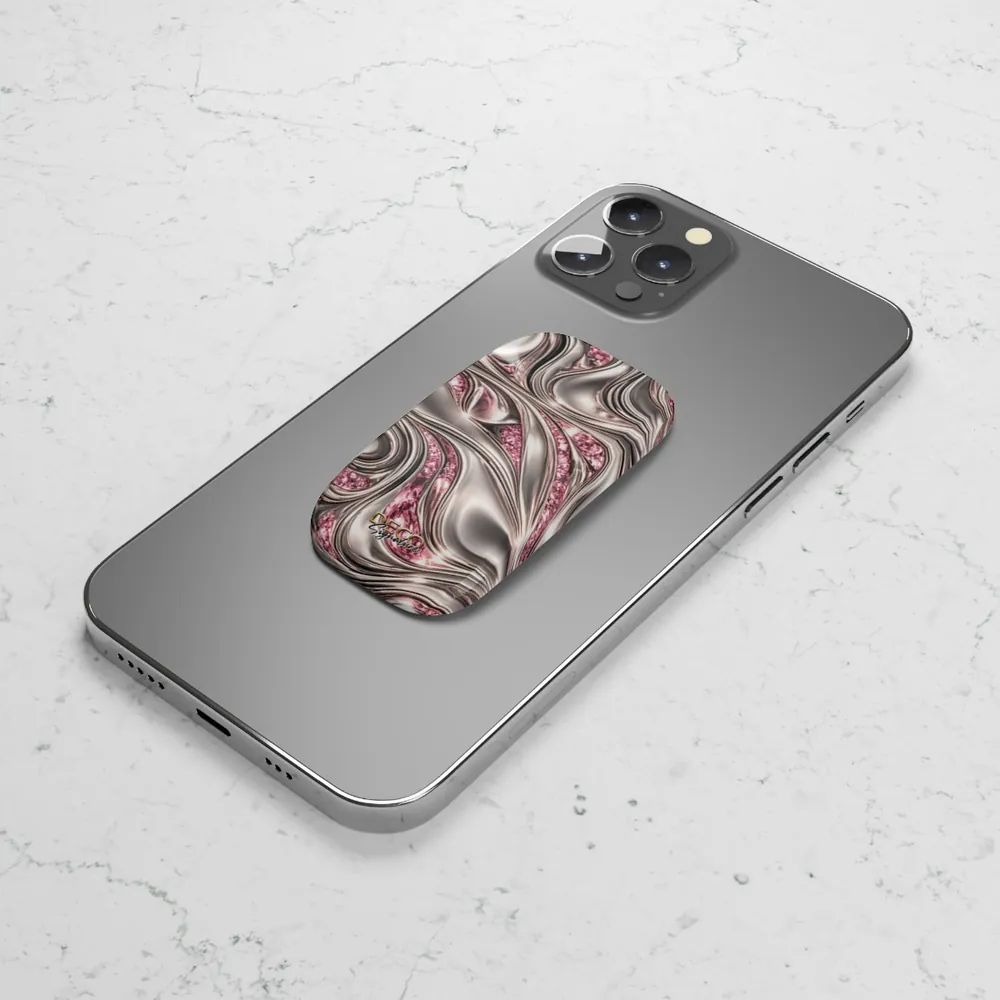 Luxury Liquid Platinum & Pink Diamonds DECO Signature Phone Grip & Stand