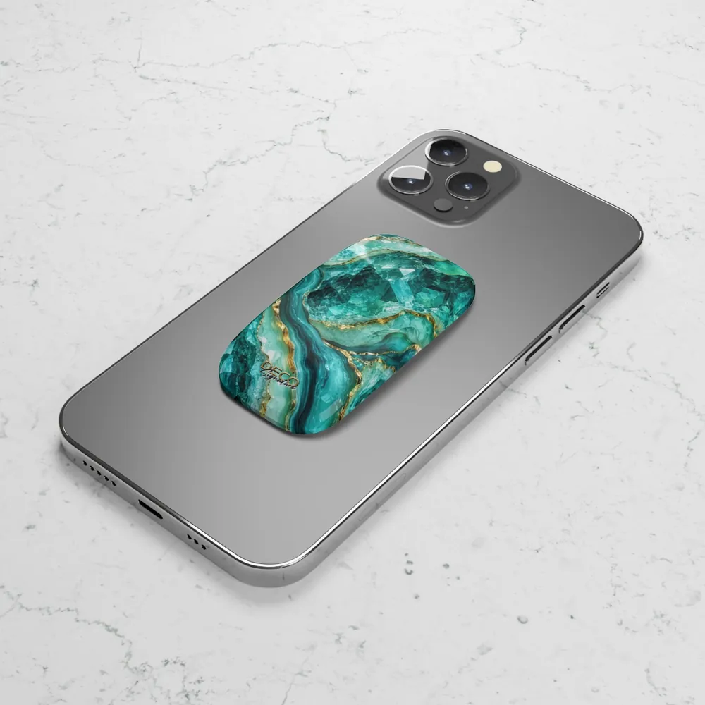 Luxury Sparkling Aquamarine DECO Signature Phone Grip & Stand
