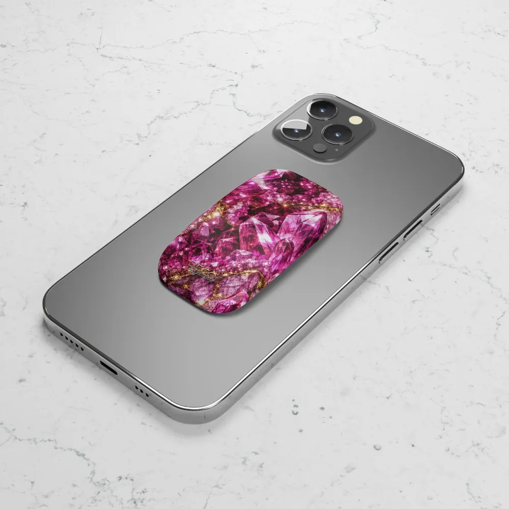 Luxury Sparkling Pink Sapphire DECO Signature Phone Grip & Stand