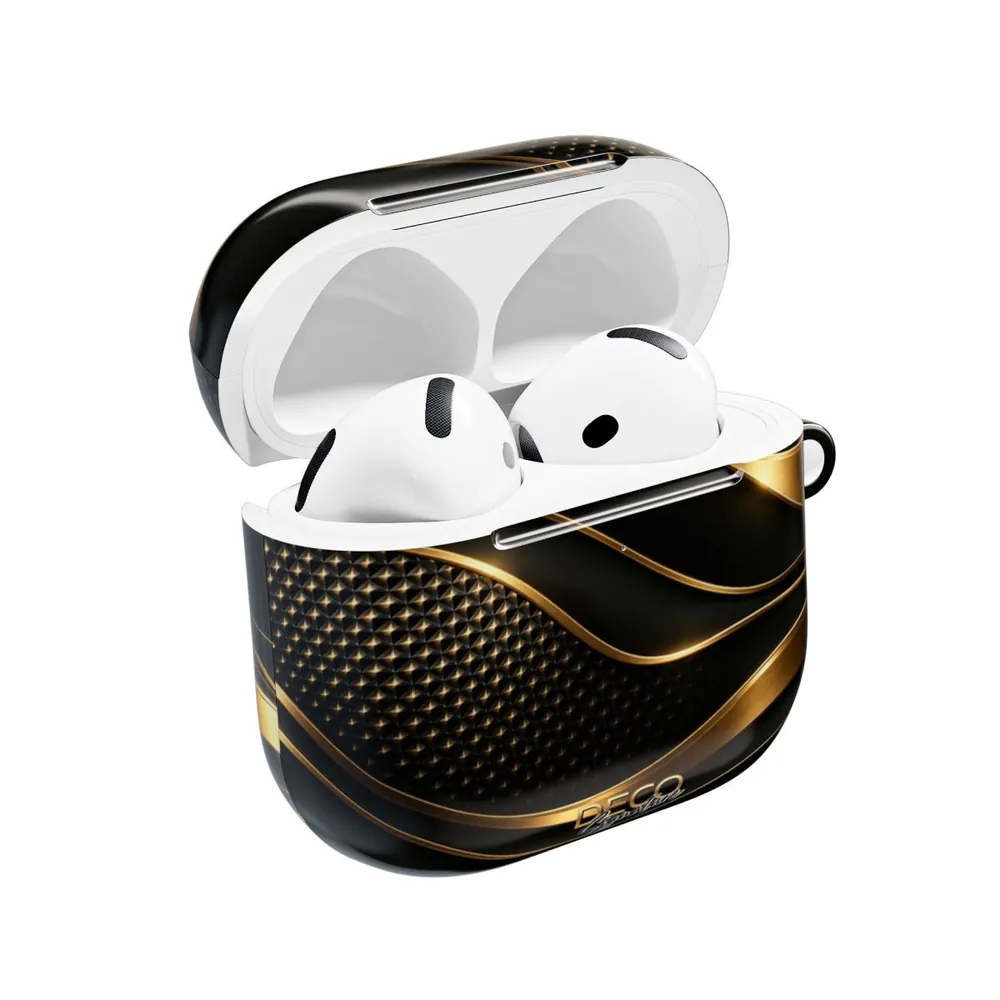 Luxury Textured Black & Gold DECO Signature AirPod Case