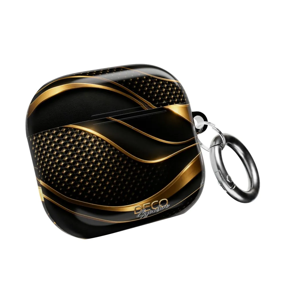 Luxury Textured Black & Gold DECO Signature AirPod Case