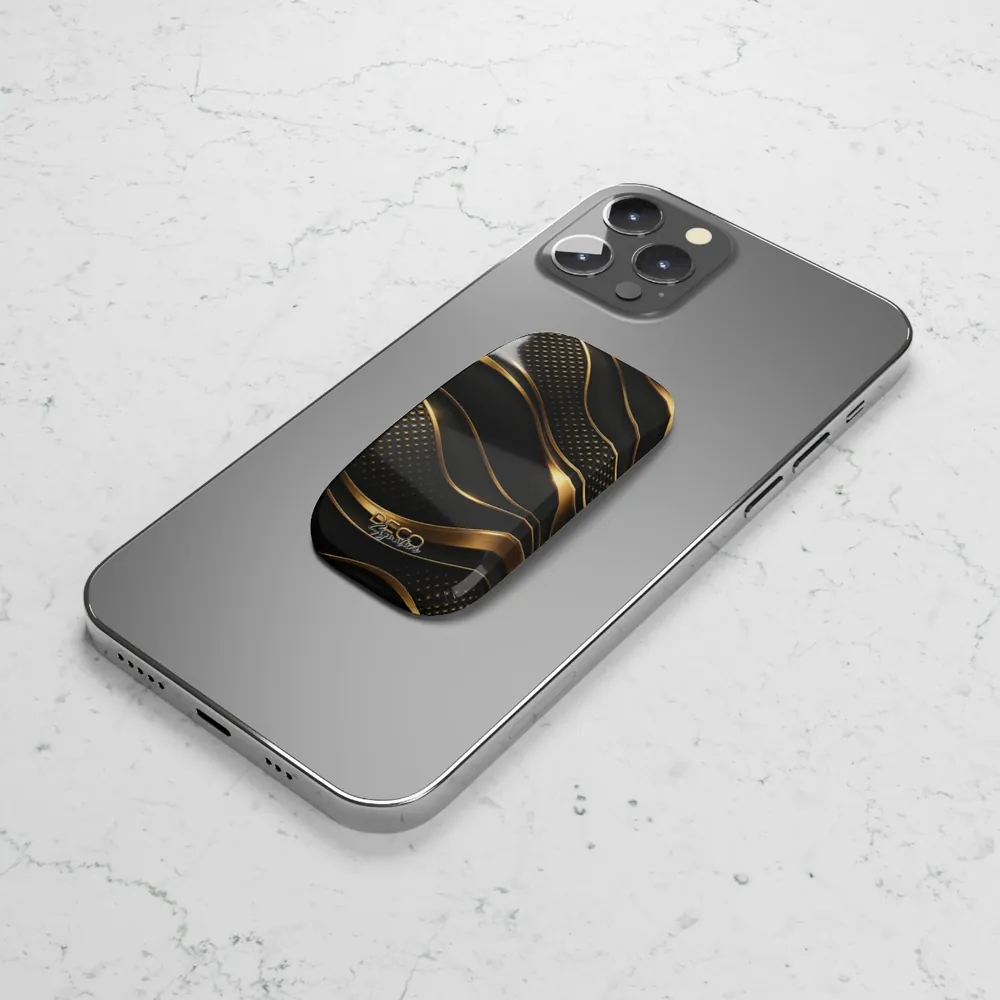 Luxury Textured Black & Gold DECO Signature Phone Grip & Stand