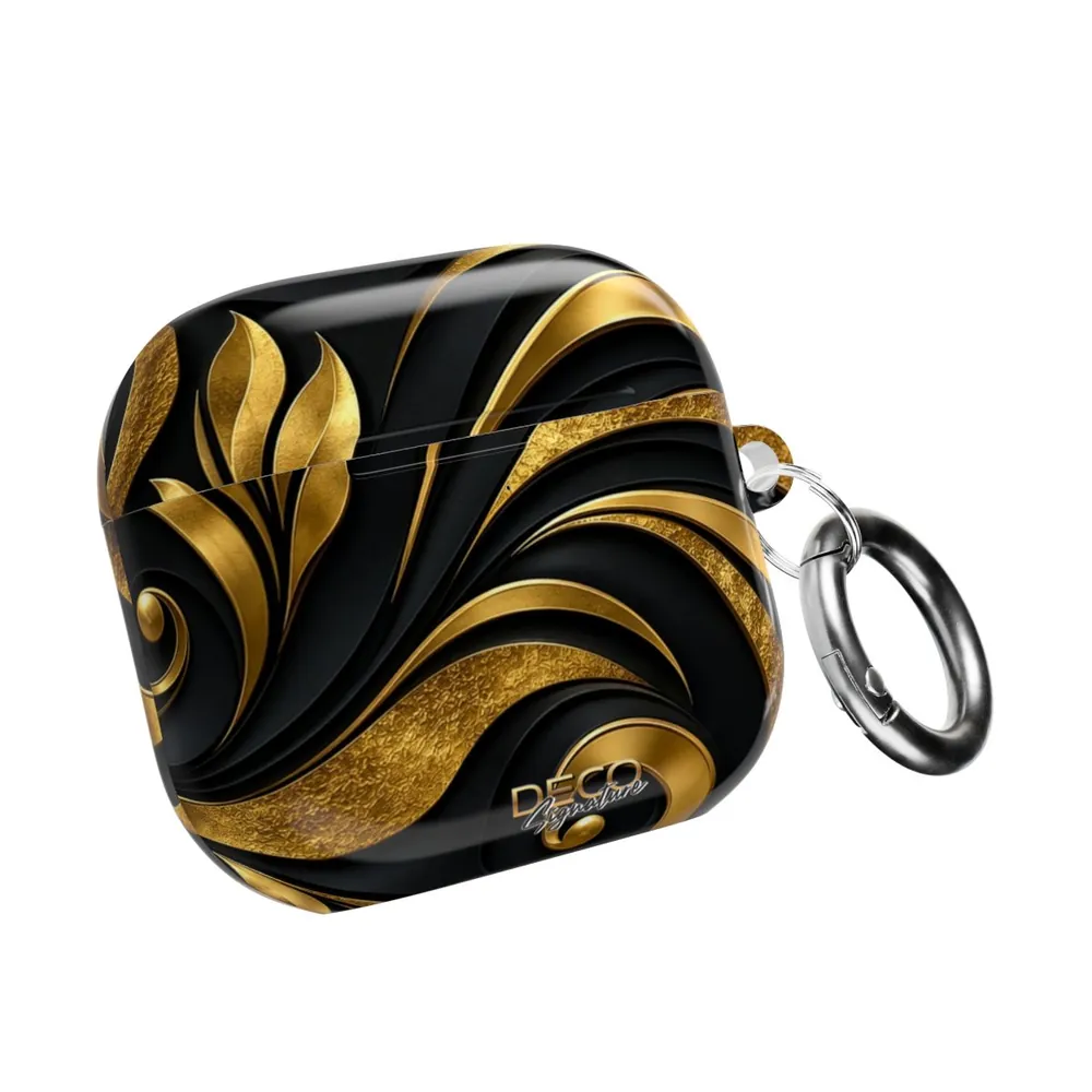 Luxury Textured Black & Gold Inlay DECO Signature AirPod Case