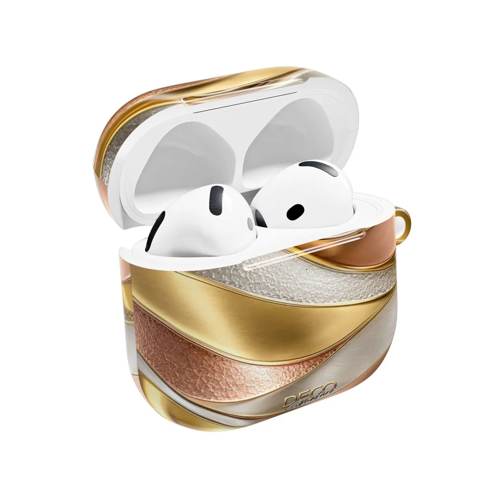 Luxury Textured White, Yellow & Rose Gold DECO Signature AirPod Case
