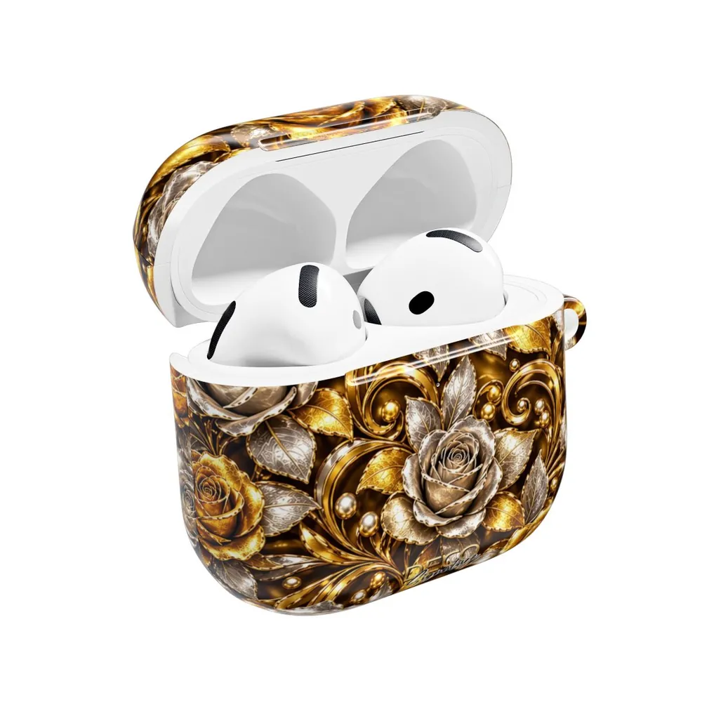 Luxury White & Yellow Gold Roses DECO Signature AirPod Case