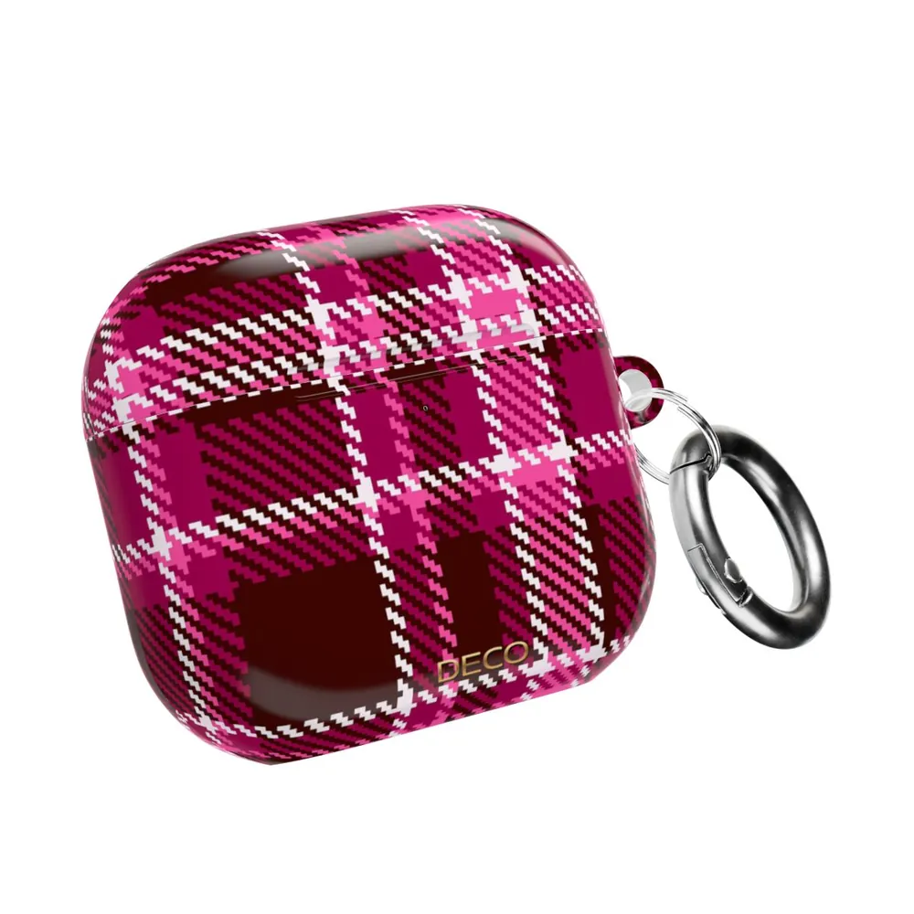 Magenta Pink Plaid AirPod Case