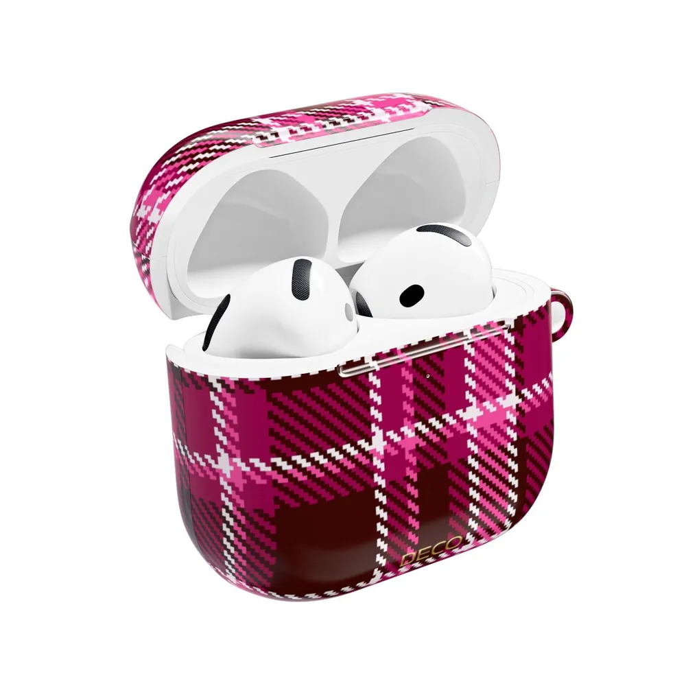 Magenta Pink Plaid AirPod Case