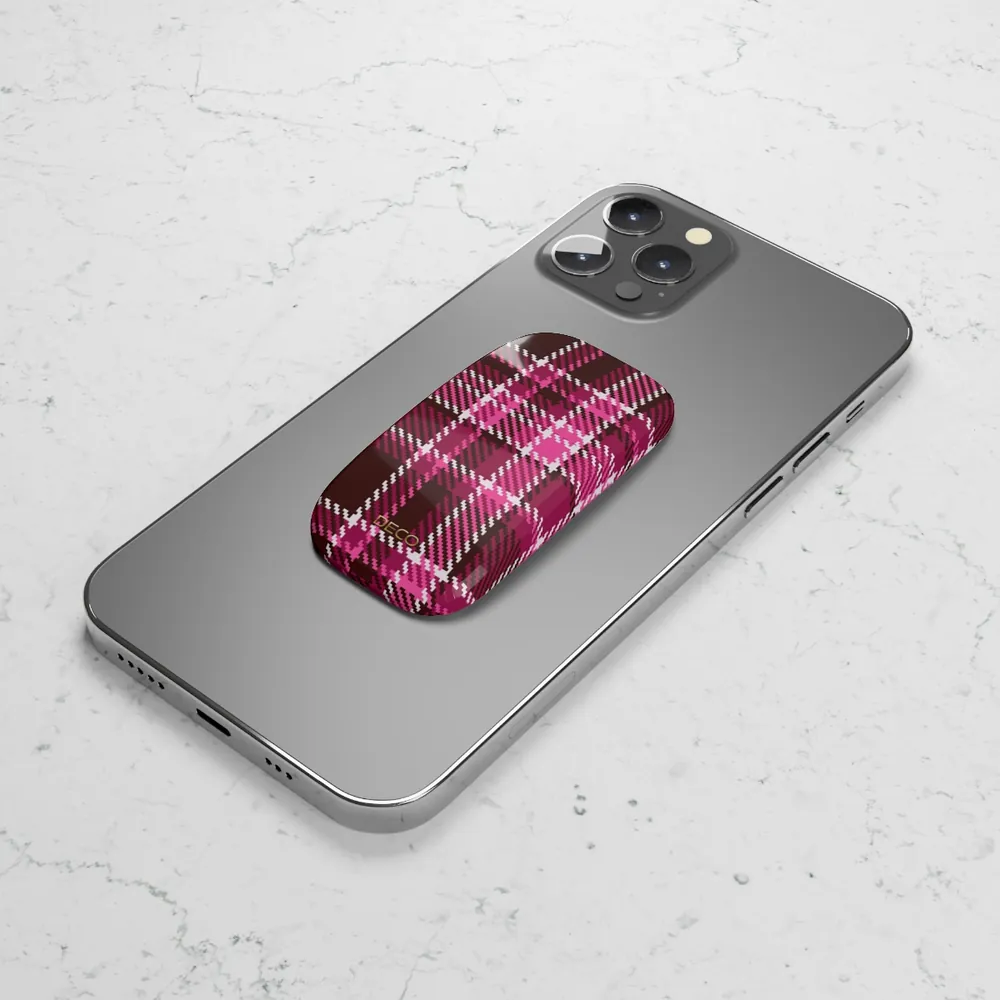 Magenta Pink Plaid Phone Grip & Stand