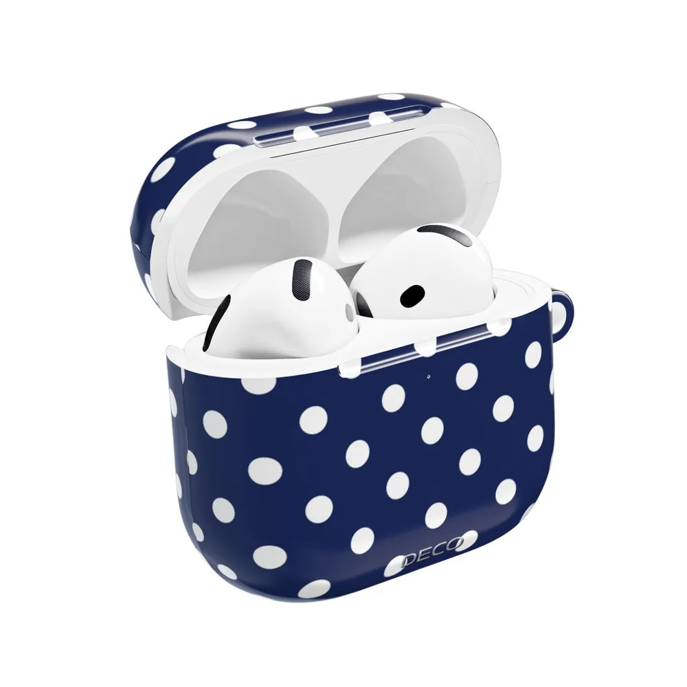 Navy Blue & White Polka Dots AirPod Case