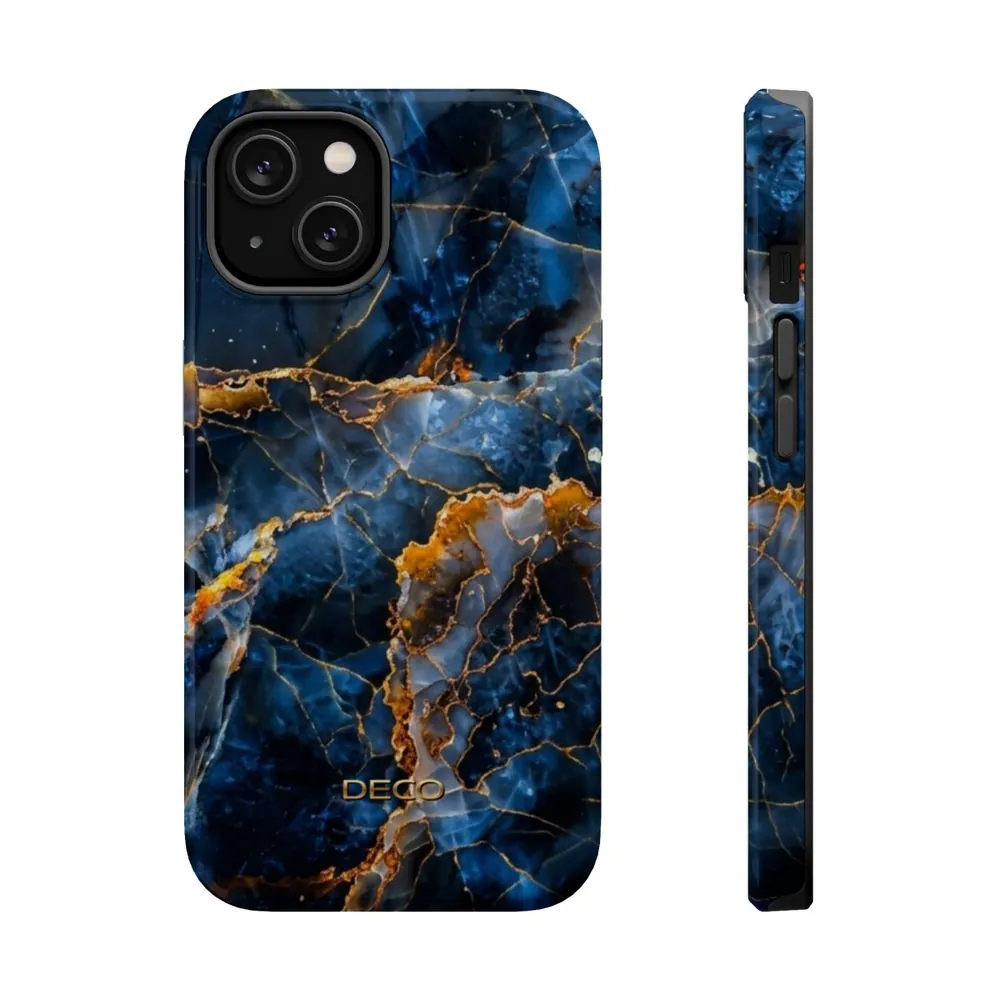 Blue Onyx Marble MagSafe Impact-Resistant Phone Case