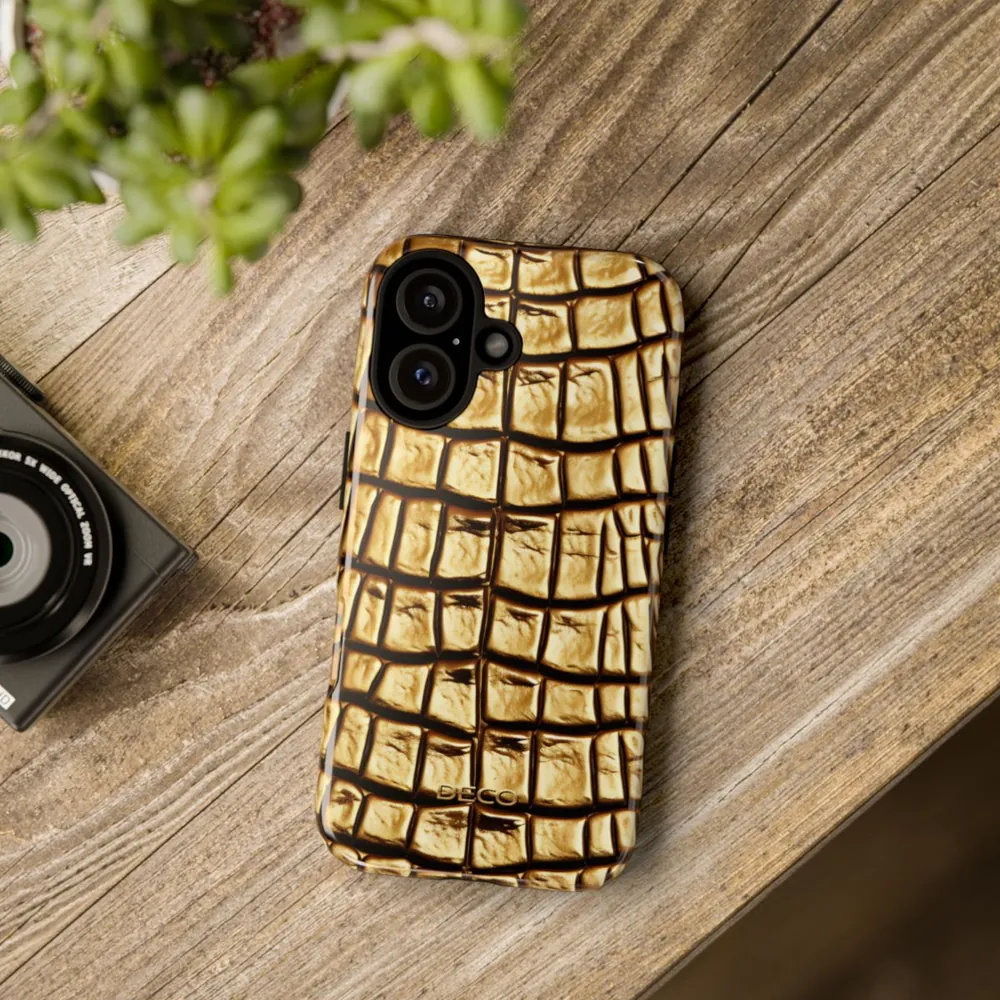 Gold Alligator Skin Tough Phone Case