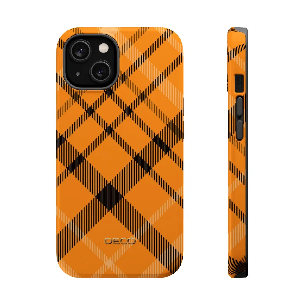 Yellow Ochre Tartan Plaid MagSafe Impact-Resistant Phone Case